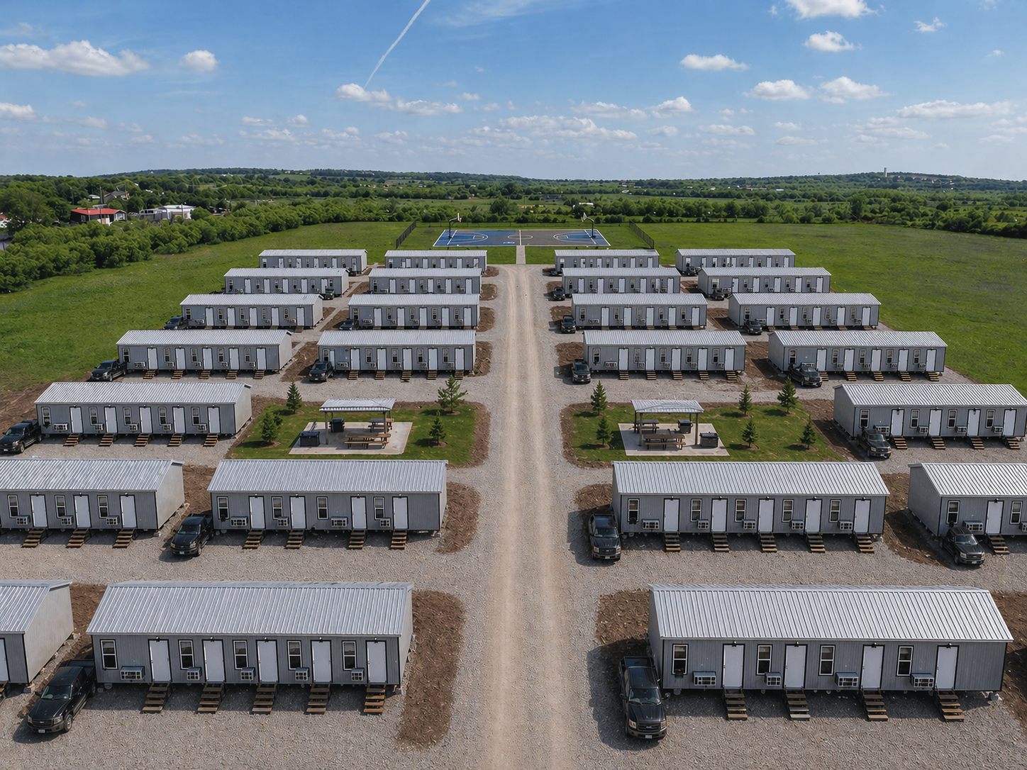 Aerial view of West Texas Man Camps custom-built property